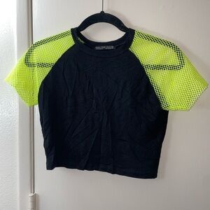 Neon mesh crop top
